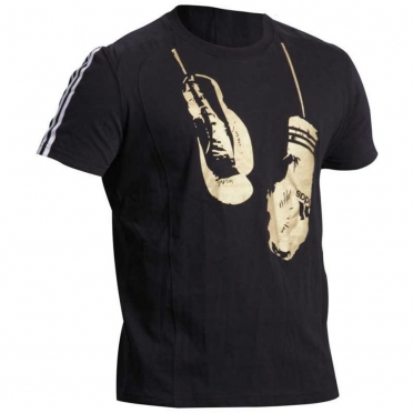 Adidas T-shirt Slim Fit Boxing Gloves Zwart